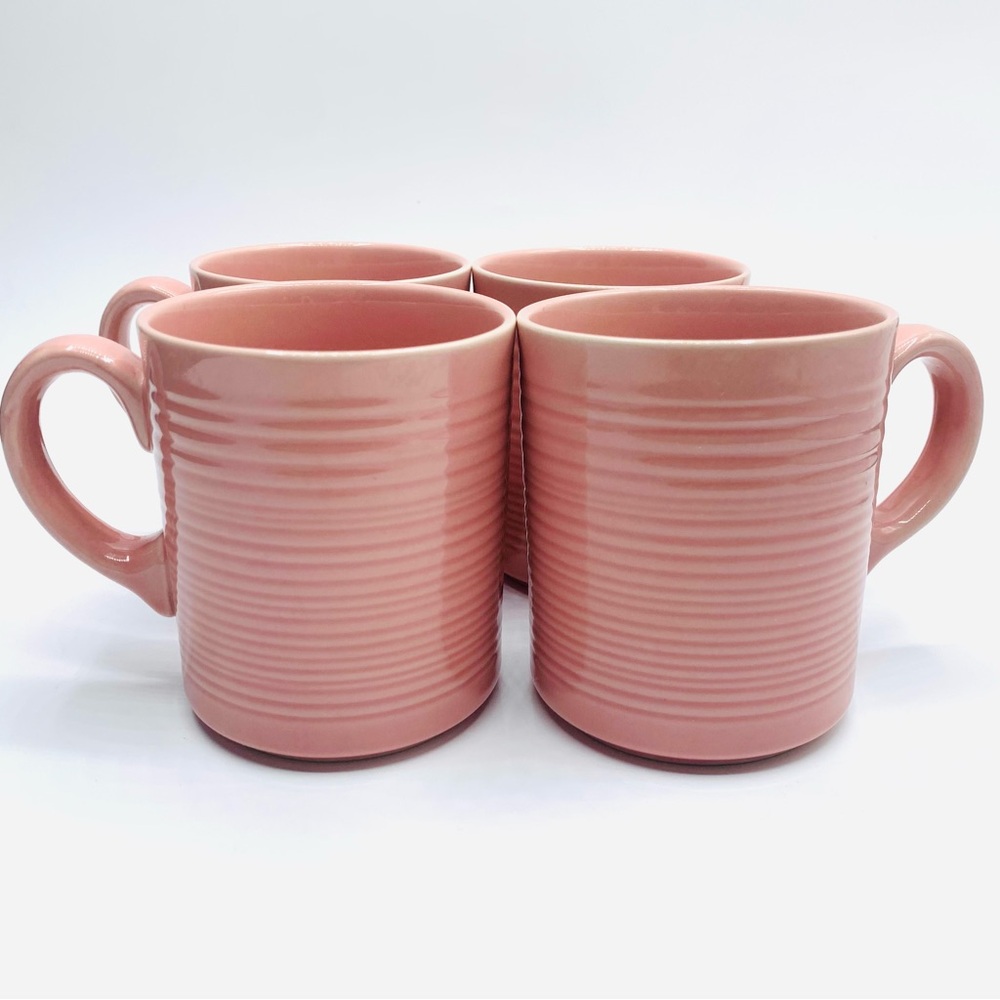 Vintage Set of 4 Signature Stoneware Japan Mugs Carnivale Pink